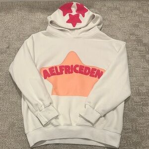 Aelfric Eden White Hoodie with Pink Star Logo